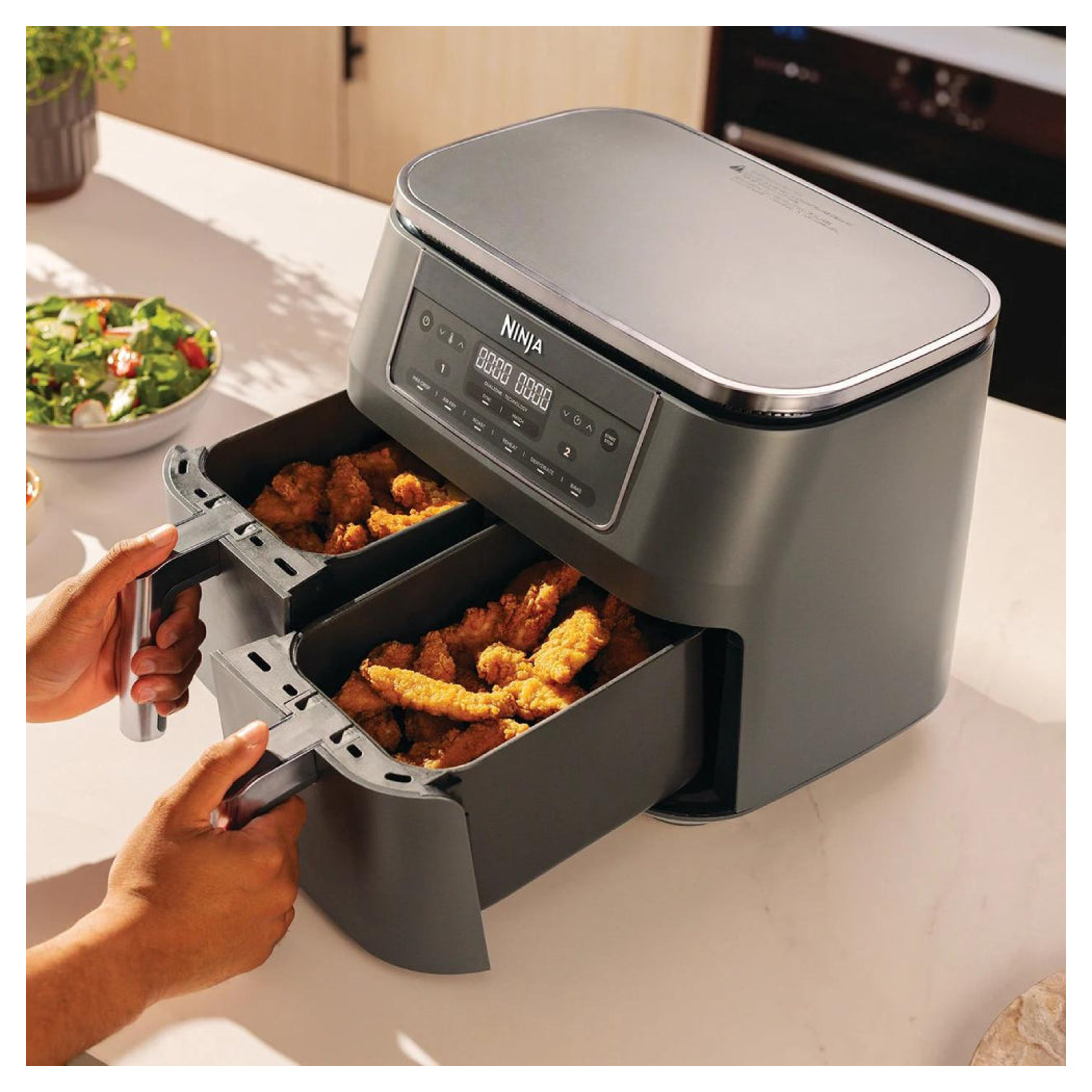 Urkitchen | DZ300EU | Double Hot Air Fryer | 2400 W | 7.6 L | 6 Programs | Grey - Image 2