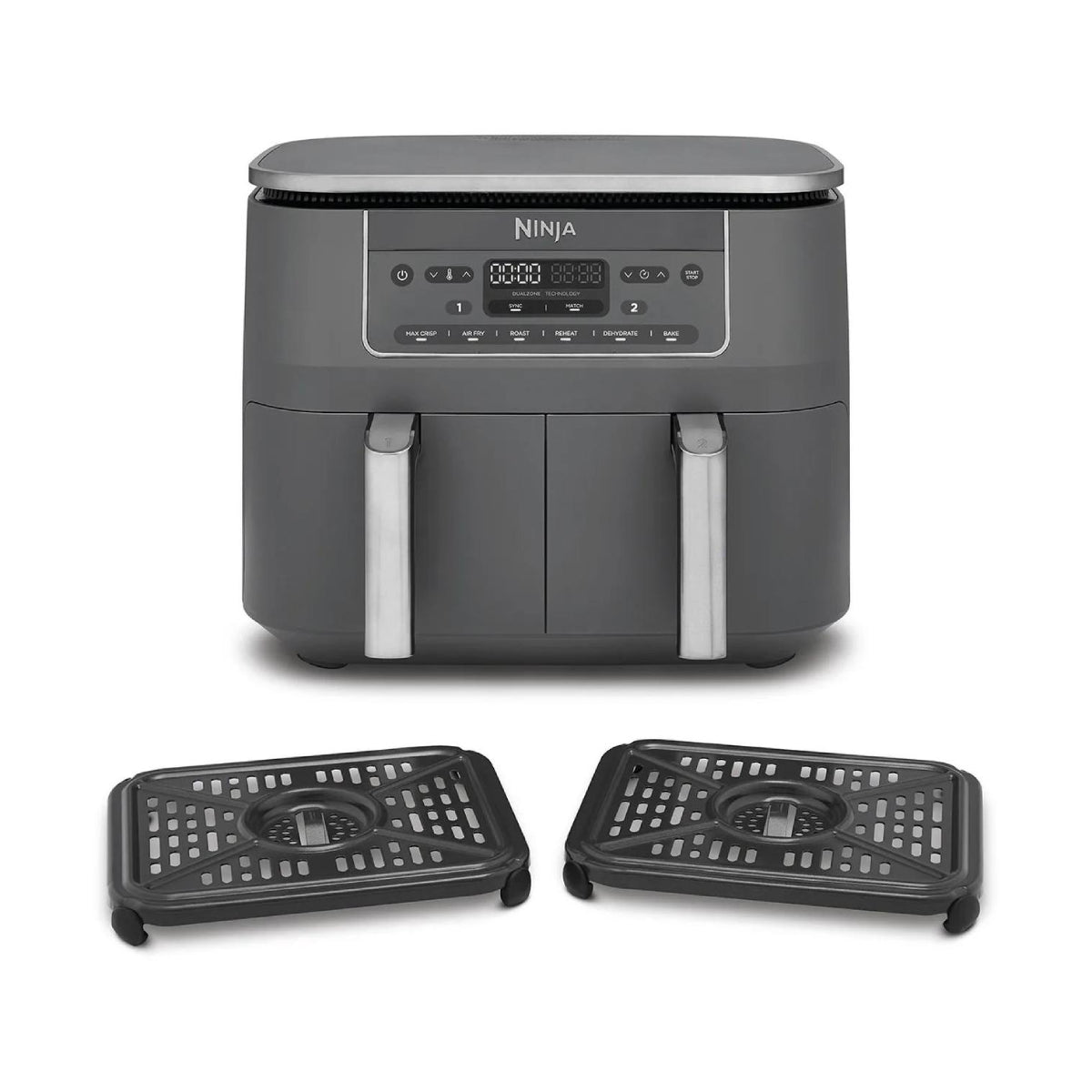 Urkitchen | DZ300EU | Double Hot Air Fryer | 2400 W | 7.6 L | 6 Programs | Grey - Image 3