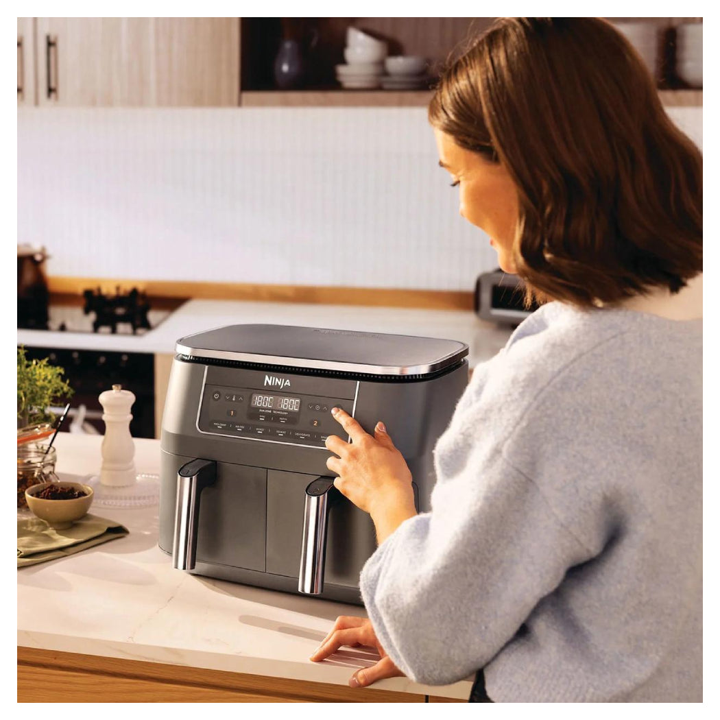 Urkitchen | DZ300EU | Double Hot Air Fryer | 2400 W | 7.6 L | 6 Programs | Grey - Image 4
